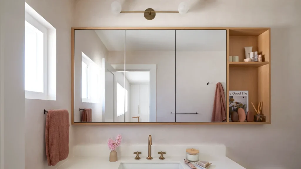 mirror with storage in the bathroom