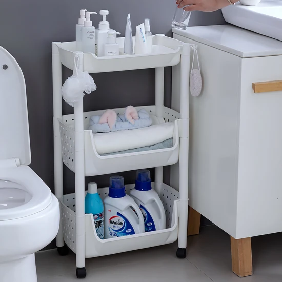 rolling cart storage in small bathroom
