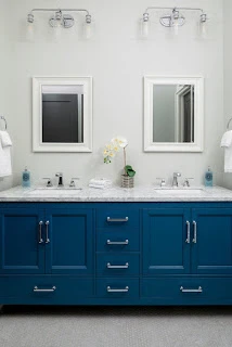 trendy blue color bathroom vanity