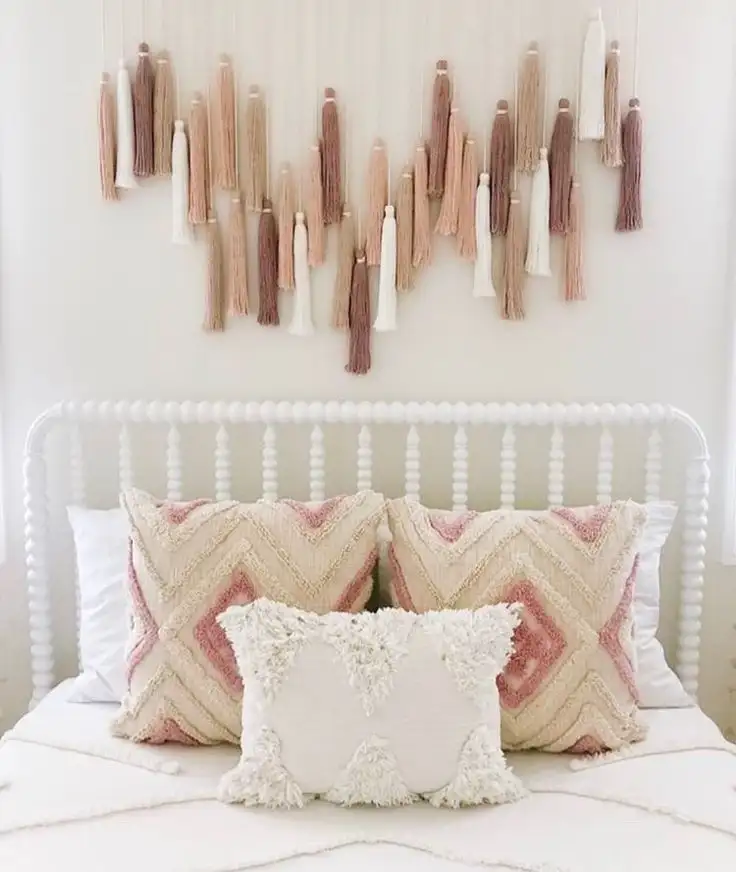 tassel garland in boho bedroom