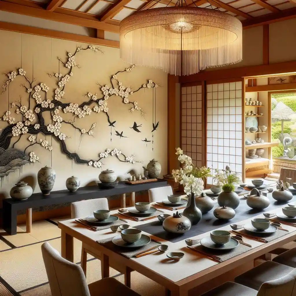 japandi dining room with Kintsugi