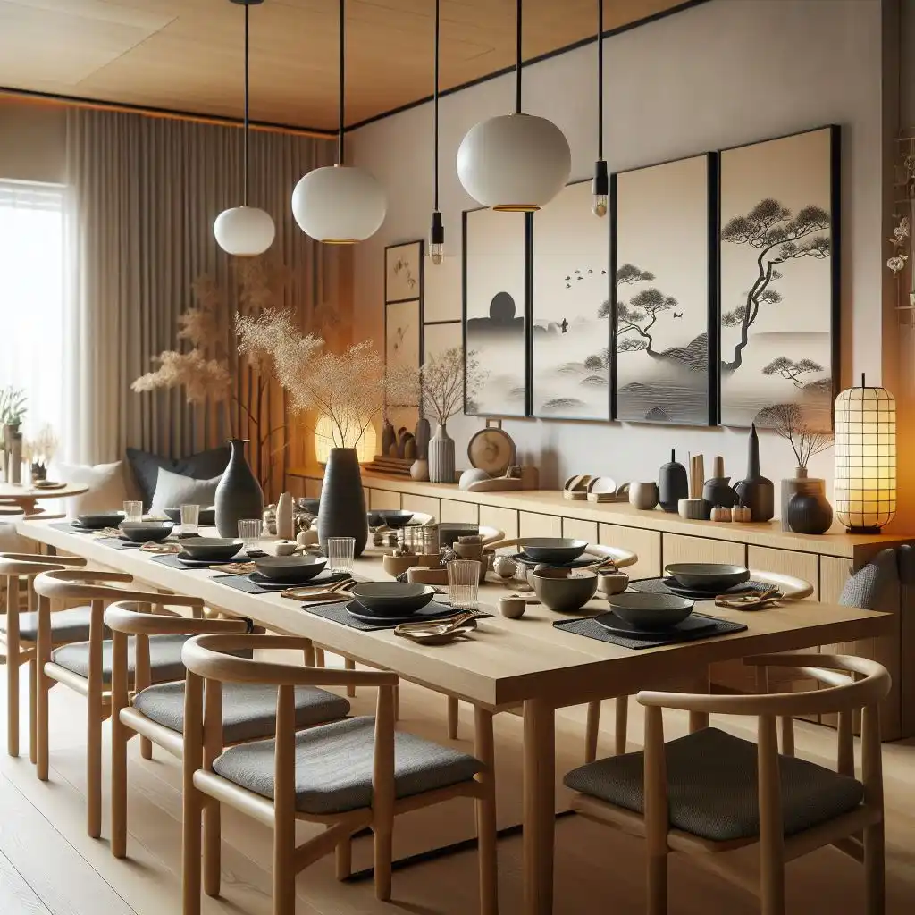 japandi-dining-room-with tableware