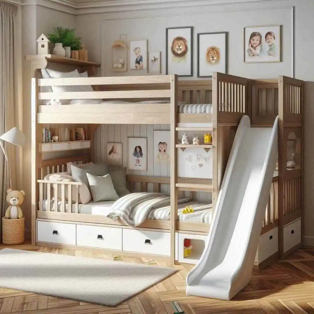 Bunk bed for kids with slide kids bedroom furniture design