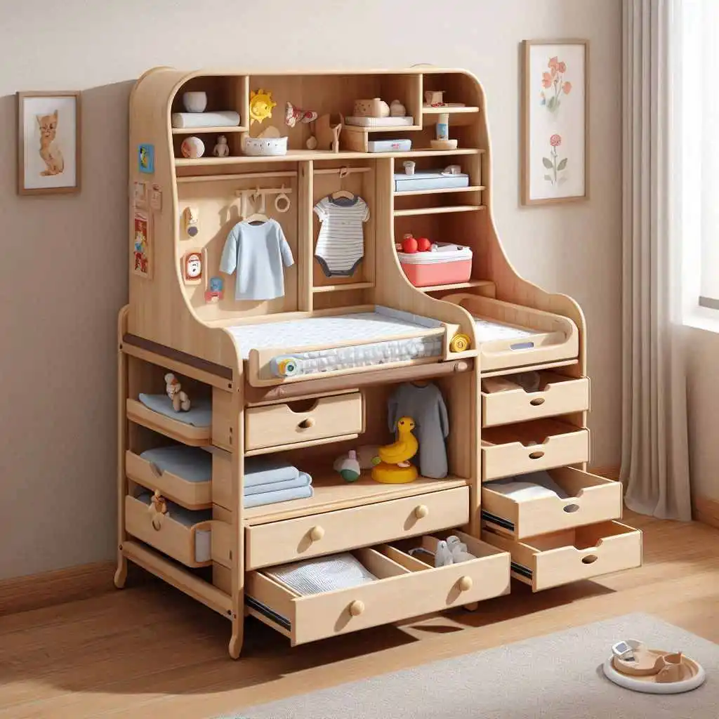 Multi-functional dresser with changing table for kids bedroom furniture design