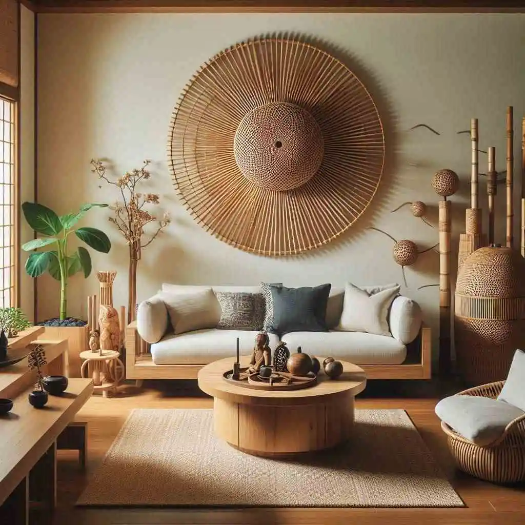 Sustainable statement pieces in japandi living room