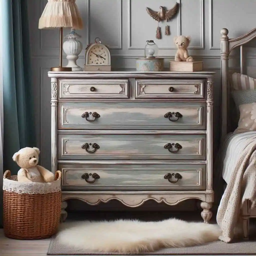 Vintage-Inspired Dresser with Distressed Finish for kids bedroom furniture design