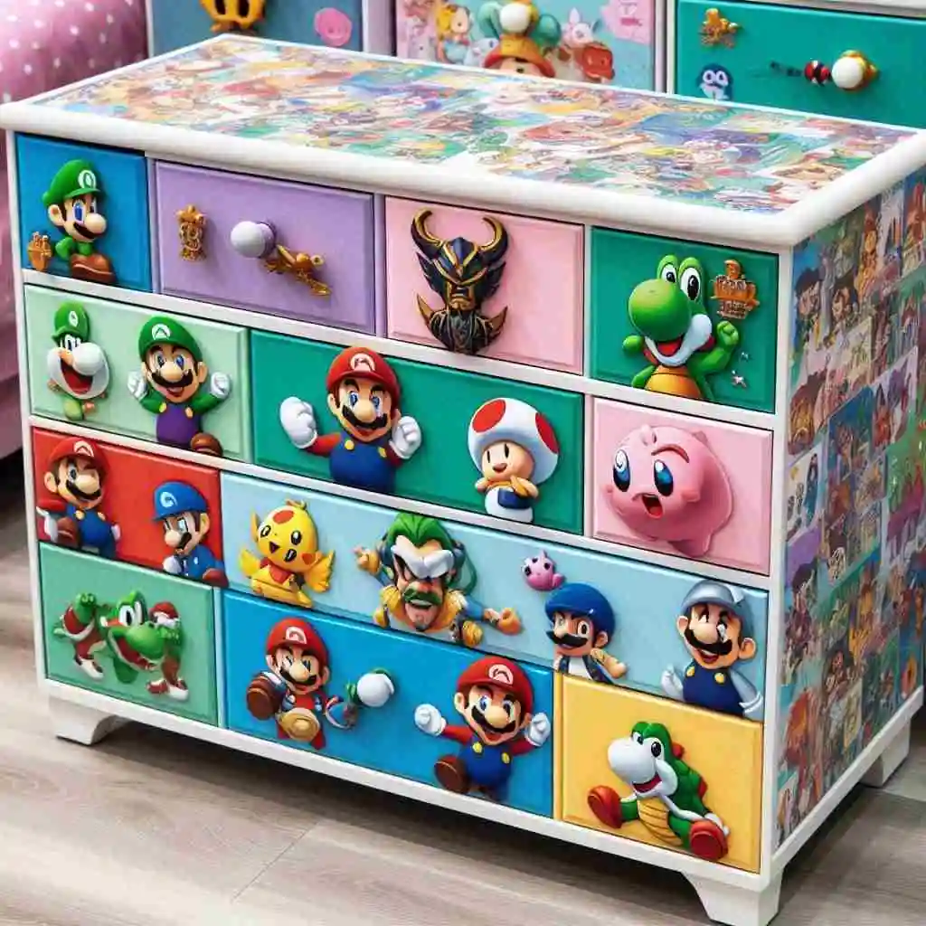 cartoon character print drawer chest for kids