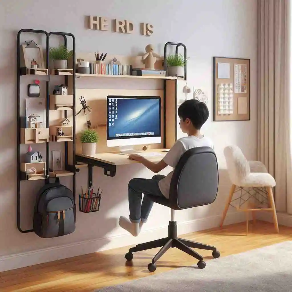 space saving wall mounted desk for kids