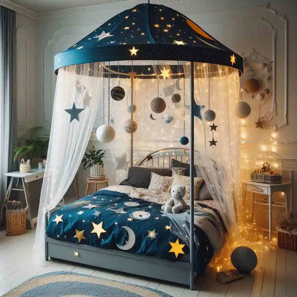 space-themed canopy bed for kids bedroom furniture design