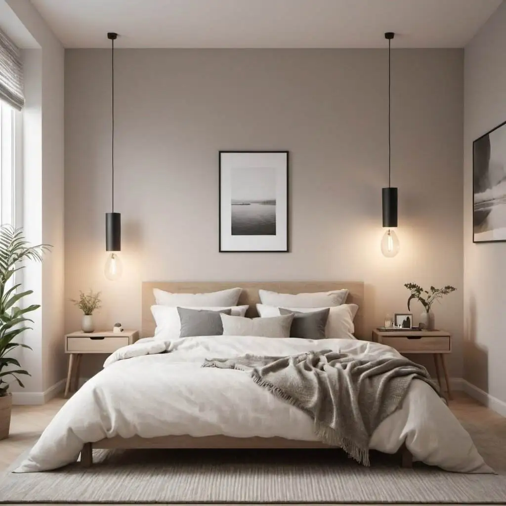 Scandinavian-inspired minimalism with soft lighting in home bedroom refresher