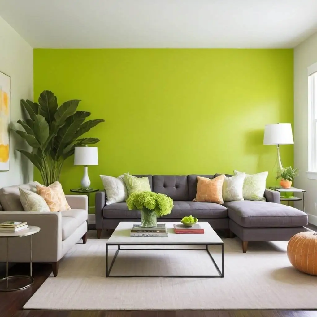 Lime green living room
