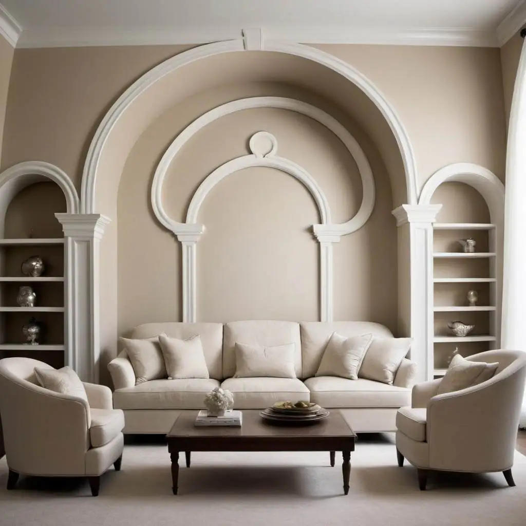 arches on the sofa back wall