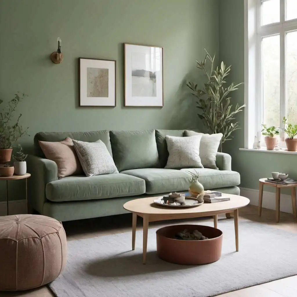 sage green sofa living room