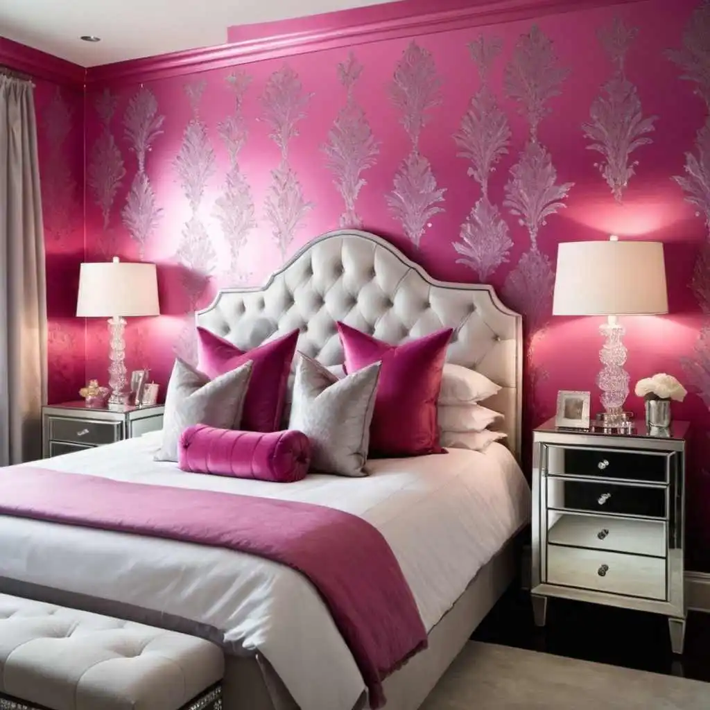 Glamorous Glam pink wallpaper background bedroom