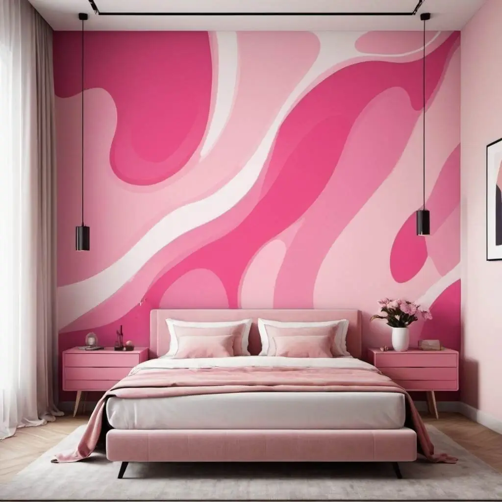 Pink Abstract Art Wallpaper pink wallpaper background in the bedroom