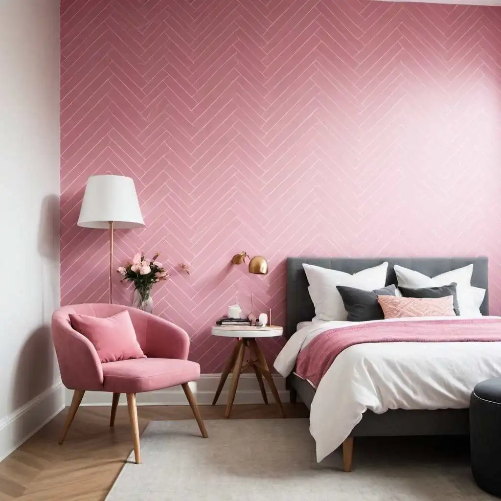 Pink Herringbone Wallpaper pink wallpaper background in the bedroom