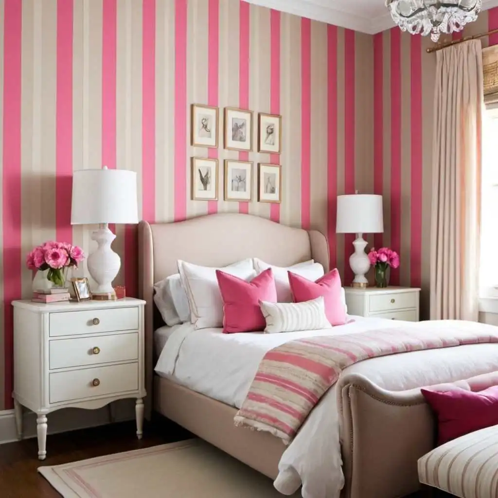 Striped Wallpaper pink wallpaper background in the bedroom