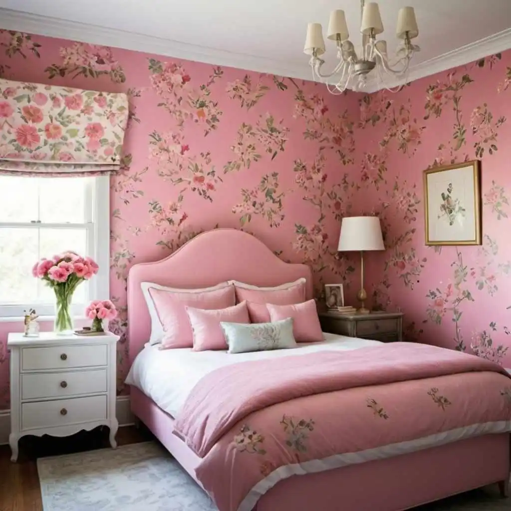 Whimsical Florals in pink wallpaper background