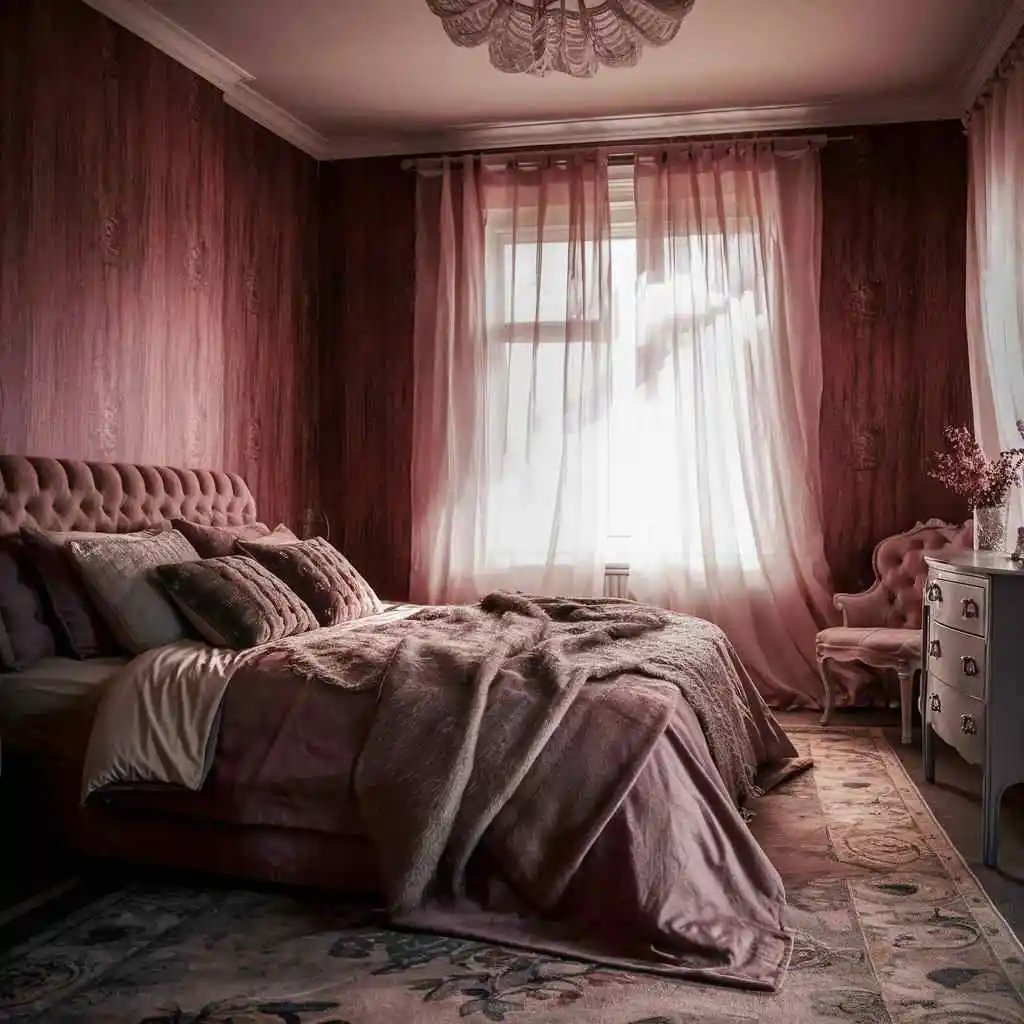 rustic pink wallpaper background bedroom