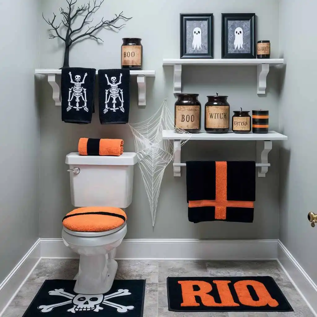 Neutral Halloween Theme Bathroom