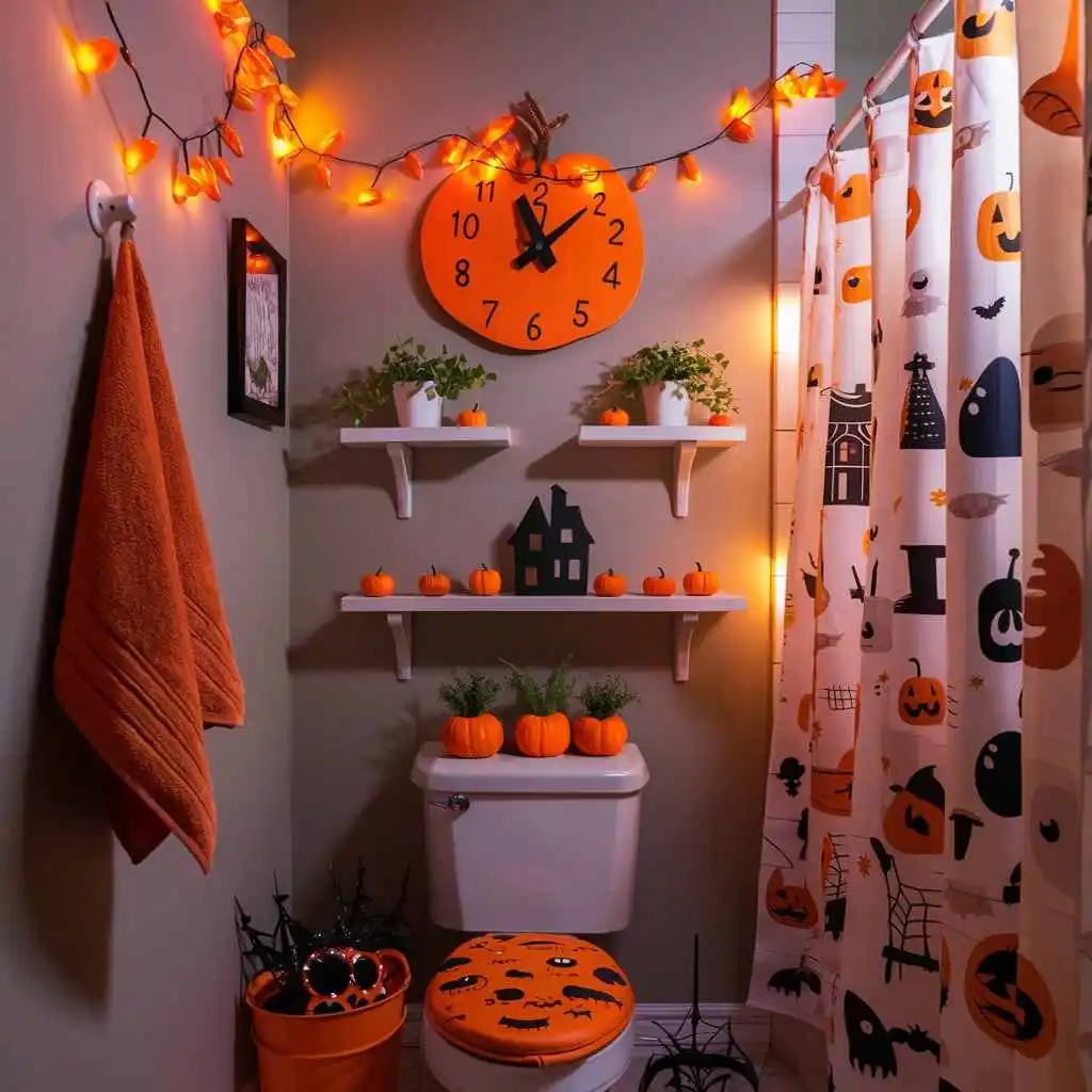 Orange Bathroom Halloween bathroom decor