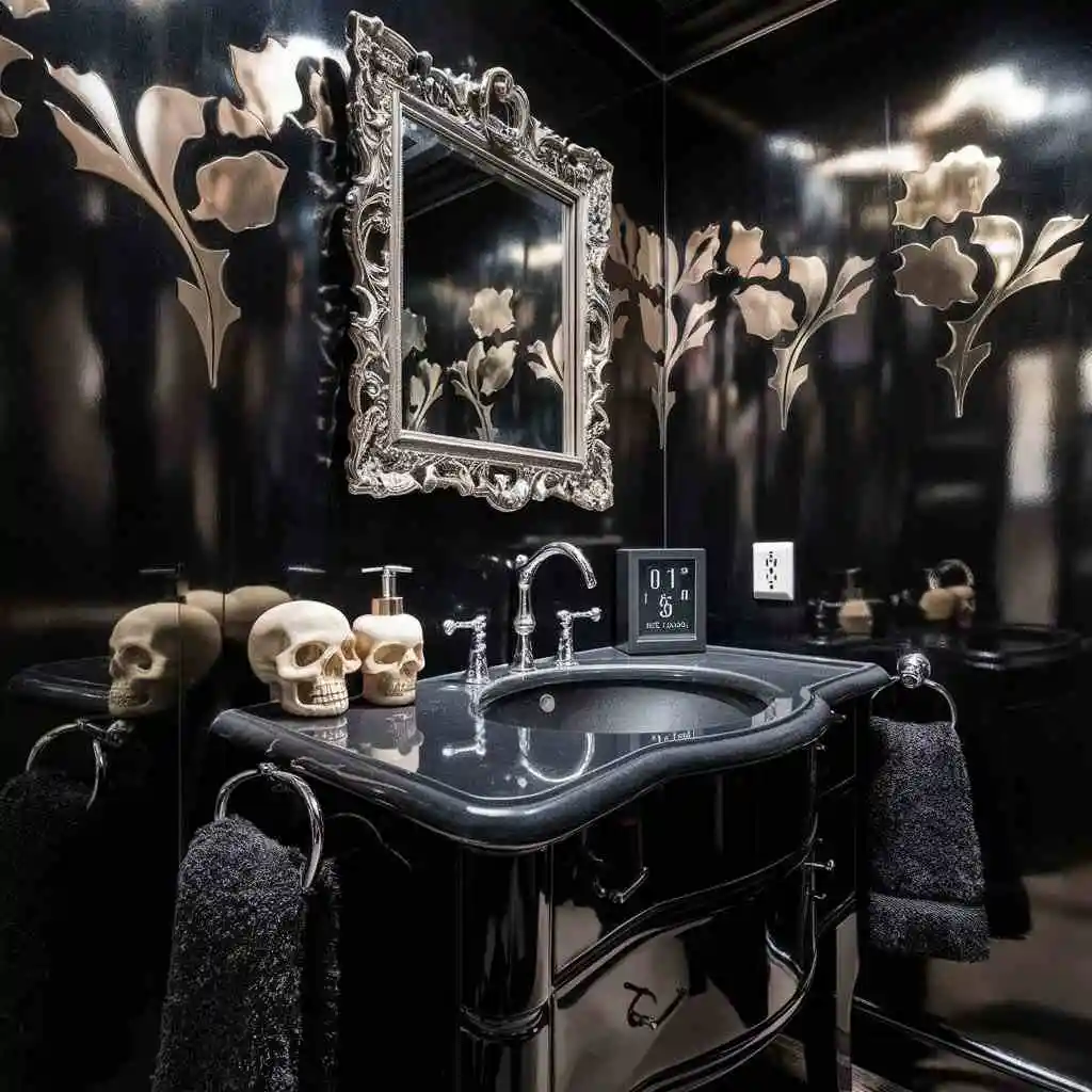 gothic style Halloween bathroom decor