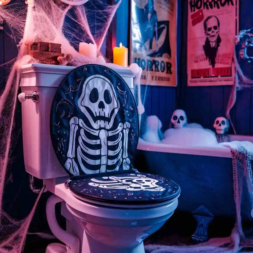 Creepy Toilet Lid Cover Halloween bathroom decor