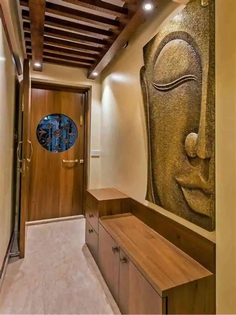 Buddha Mural Flat entrance lobby design