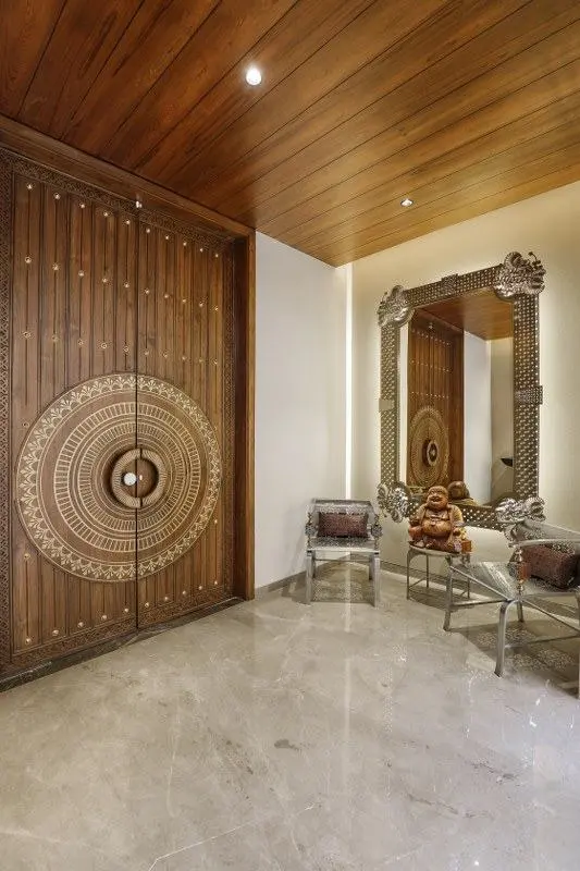 Elongated porch flat entrance lobby design