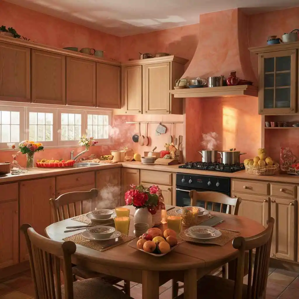 Peach kitchen design color