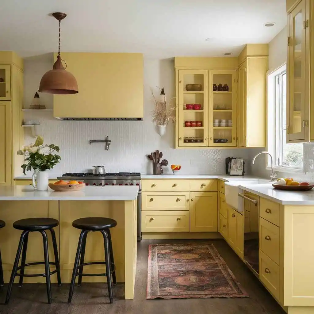 a butter yellow cheerful and bright kitchen design color