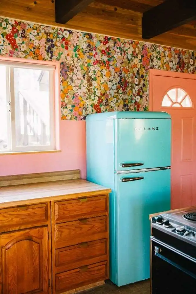 kitsch kitchen with original 80s cabinet