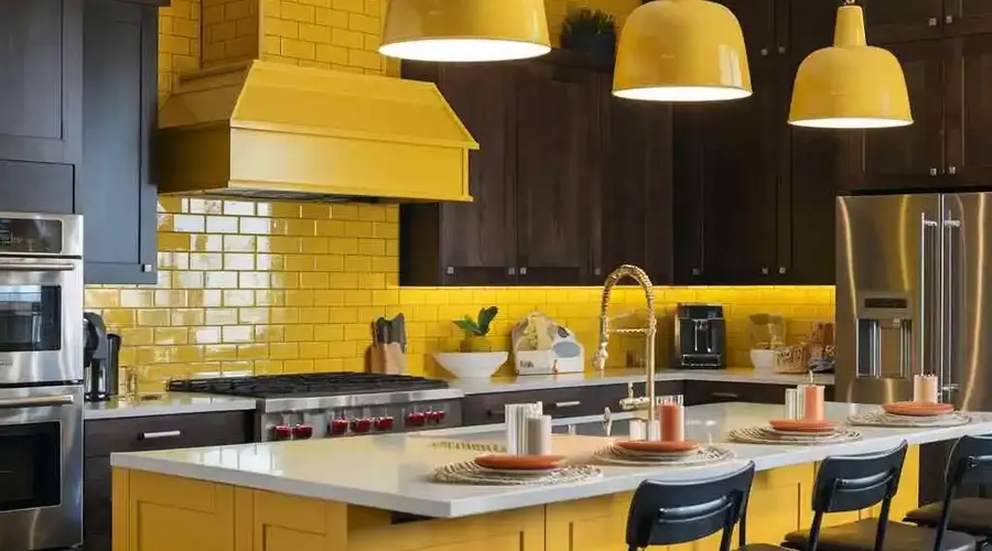 mustard yellow kitchen design color