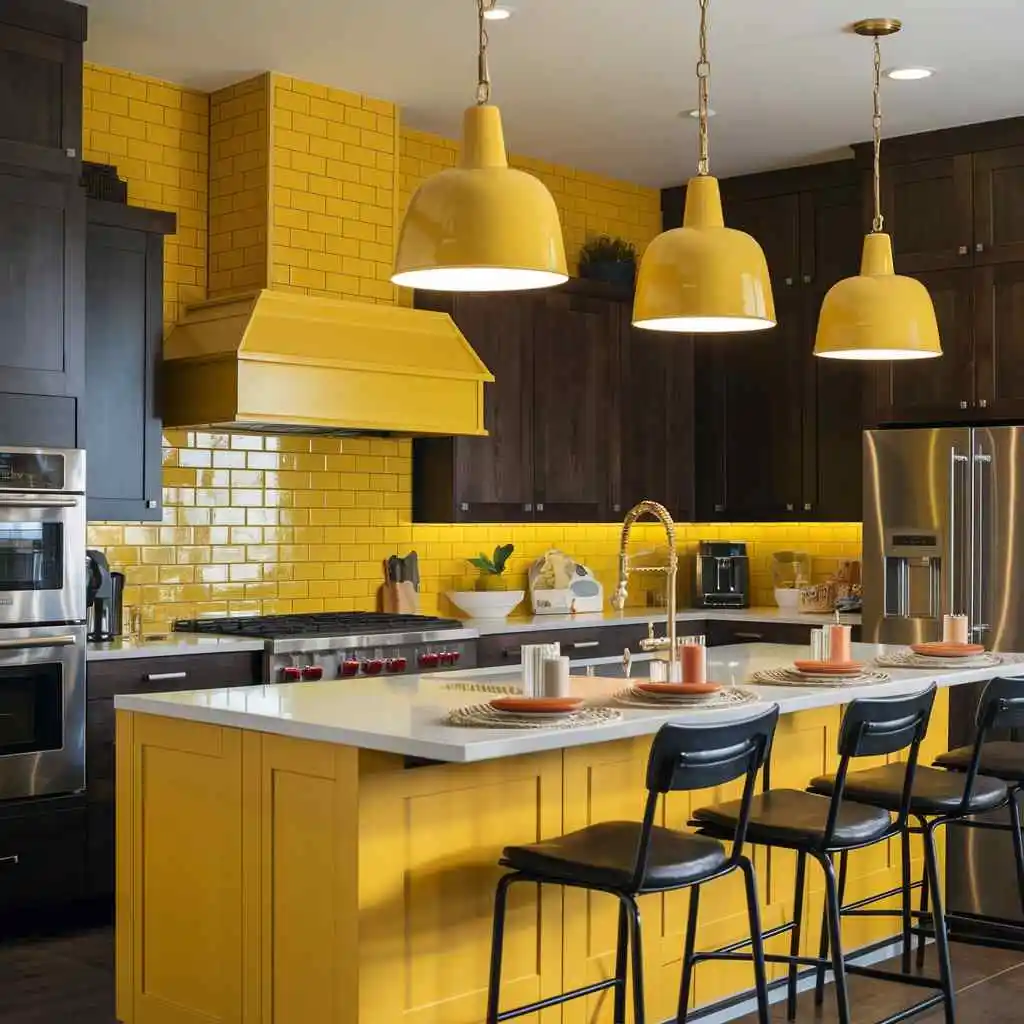 mustard yellow kitchen design color