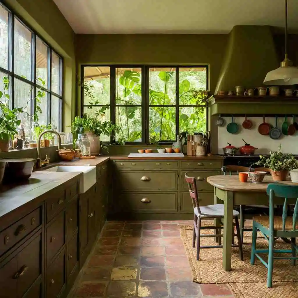 olive green kitchen design color