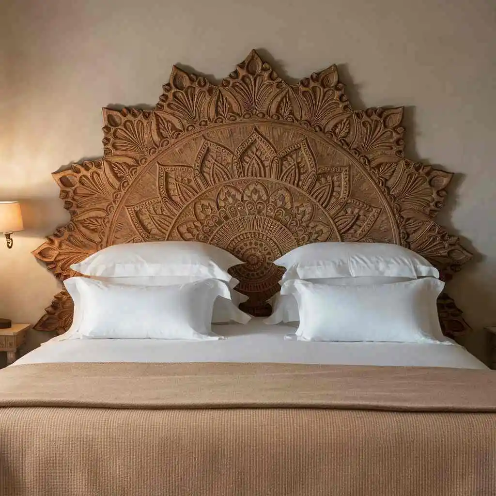 ornate wooden bed headboard design