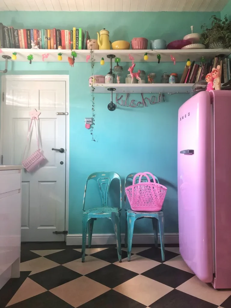 pastel fridge kitschy kitchen