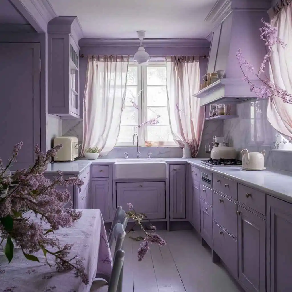 soft pastel lilac kitchen design color