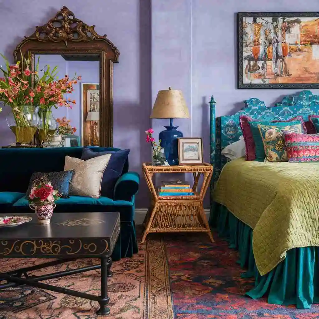 a small maximalist bedroom