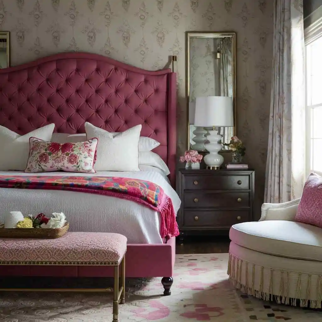 dove gray tulip pink bedroom