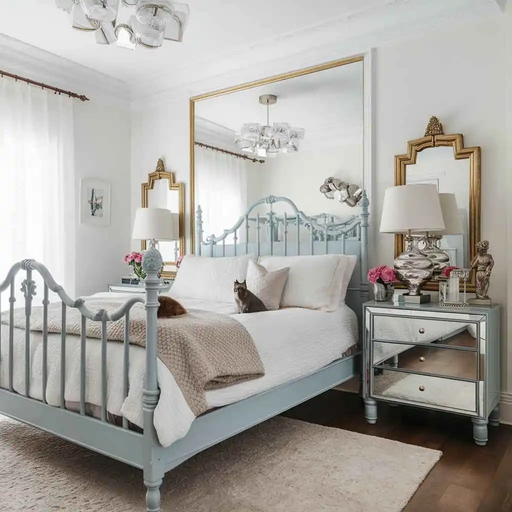 small bedroom with Chippendale bed