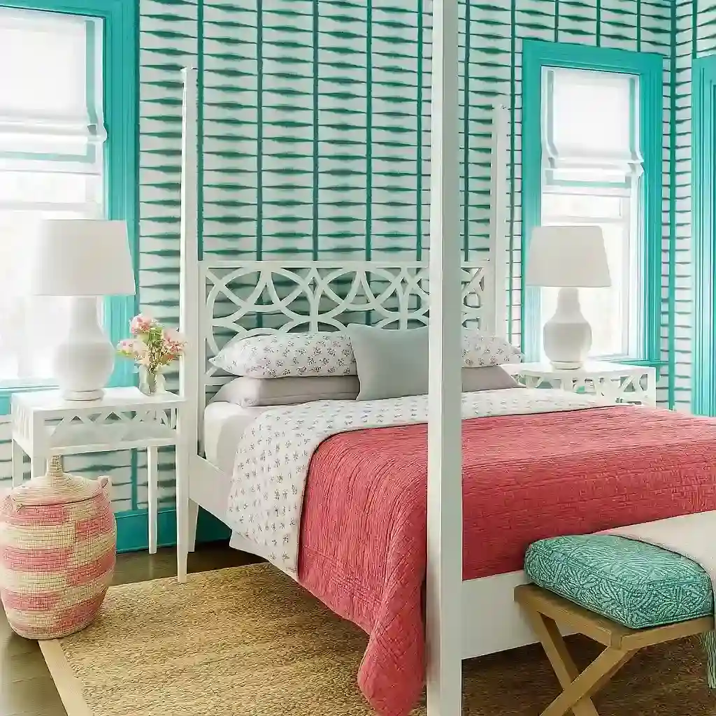 Turquoise And Raspberry Kids Bedroom