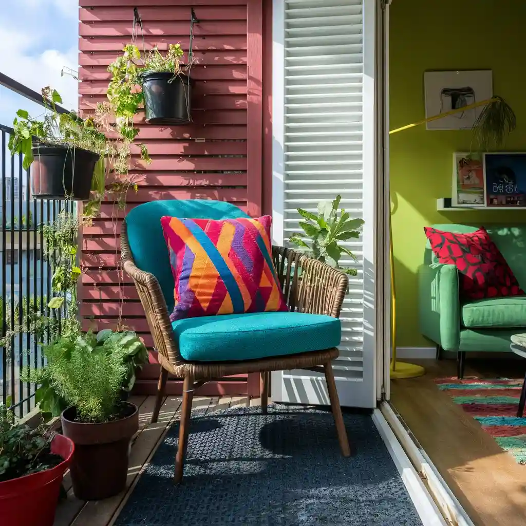 balcony with an armchair and plants home aesthetic diy