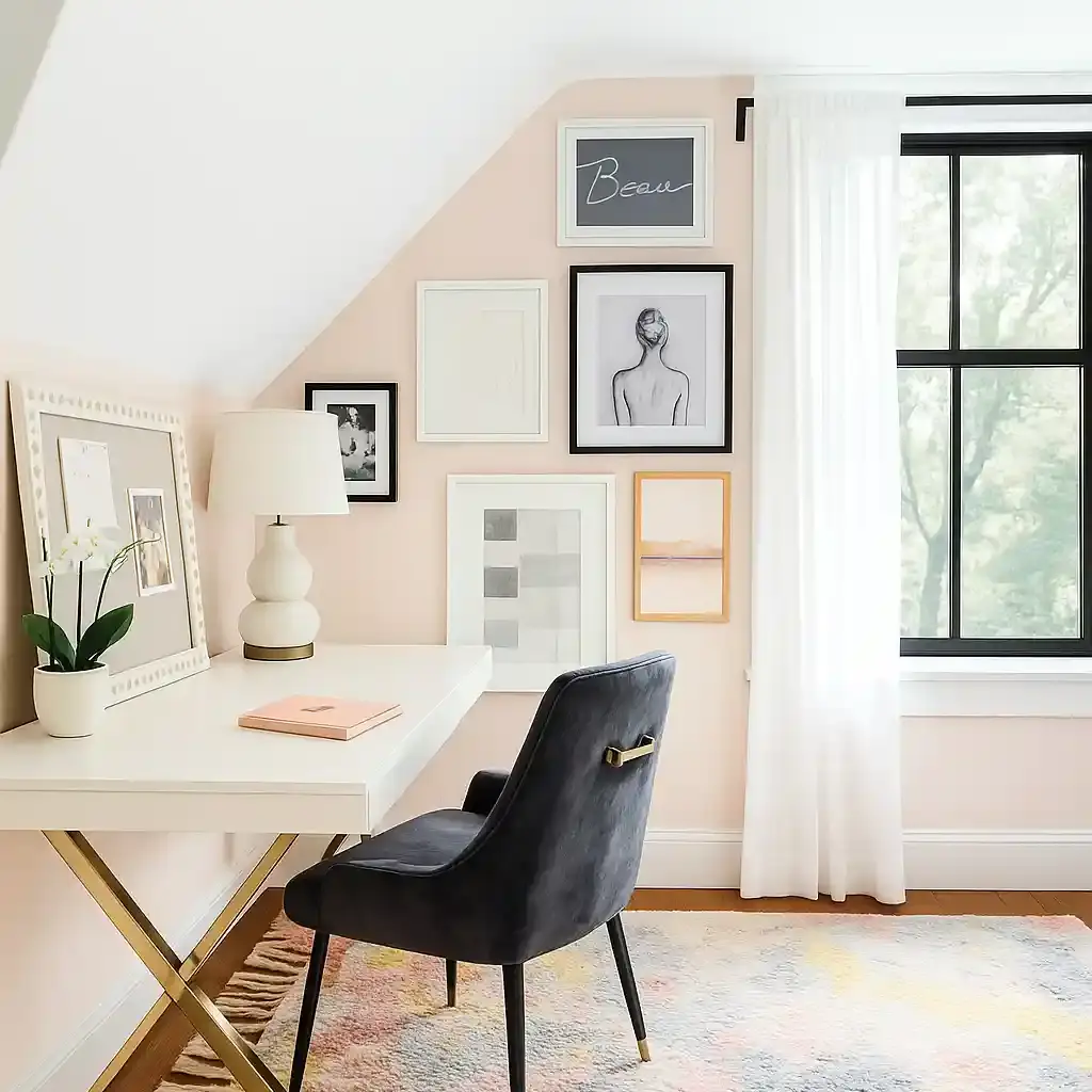 study area with gallery wall