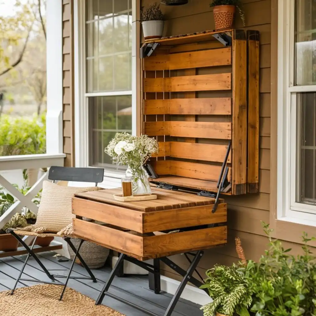 Fold-Down Crate Table DIY planter