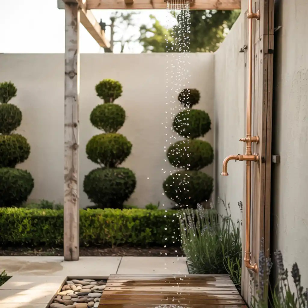 Hanging Copper Pipe Outdoor Shower
