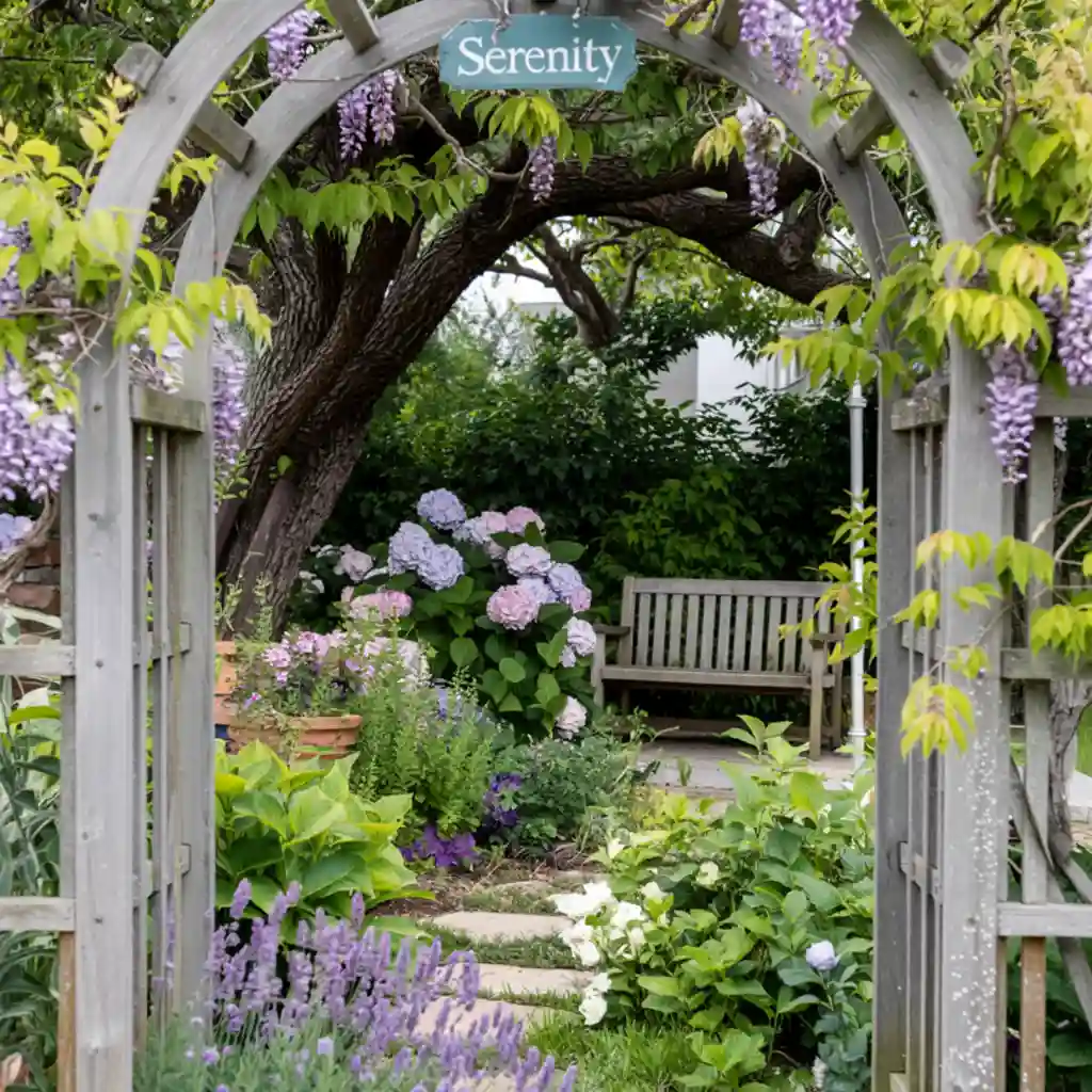 an Arbor in the backyard