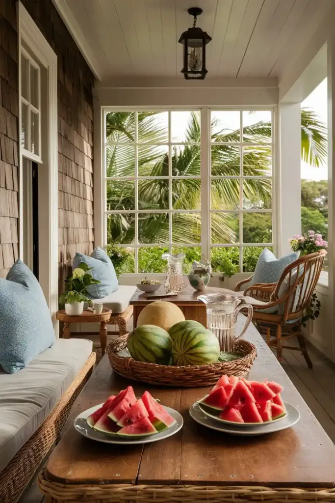 back porch with banquette