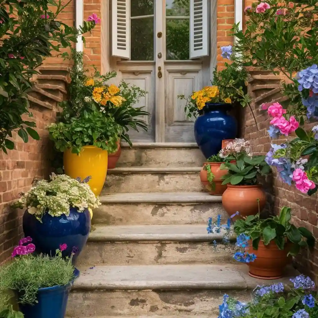 colorful accent wraparound porch