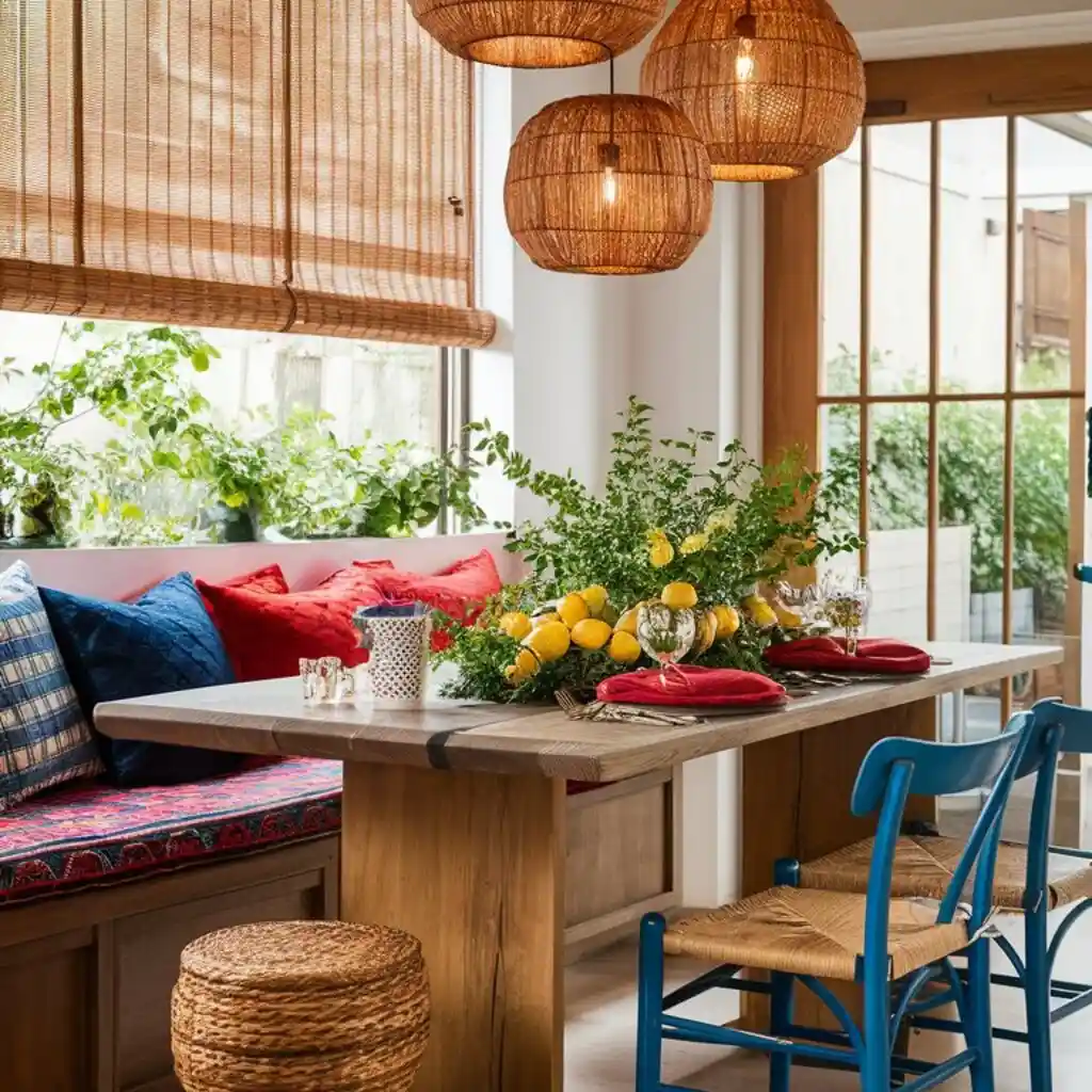 hanging wicker pendant in screen-in porch